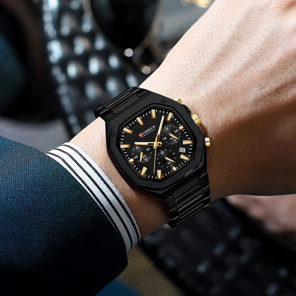 CURREN Luxury Square Sport Man наручные часы водонепроницаемые светящиеся кварцевые мужские часы из нержавеющей стали мужские часы