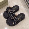 Модные женские тапочки Новая летняя повседневная обувь Универсальные сандалии на толстой подошве Женская верхняя одежда Бант Пляжные тапочки Сексуальные шлепанцы Zapatos Mujer