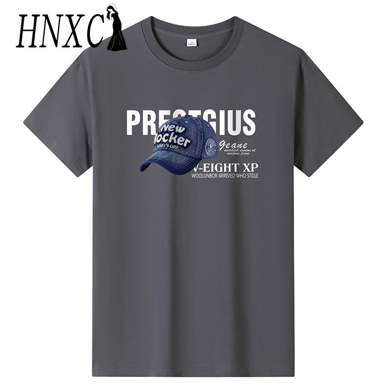 HNXC Хлопковая футболка с коротким рукавом, мужская модная свободная рубашка с половиной рукава, сострадательная рубашка с принтом