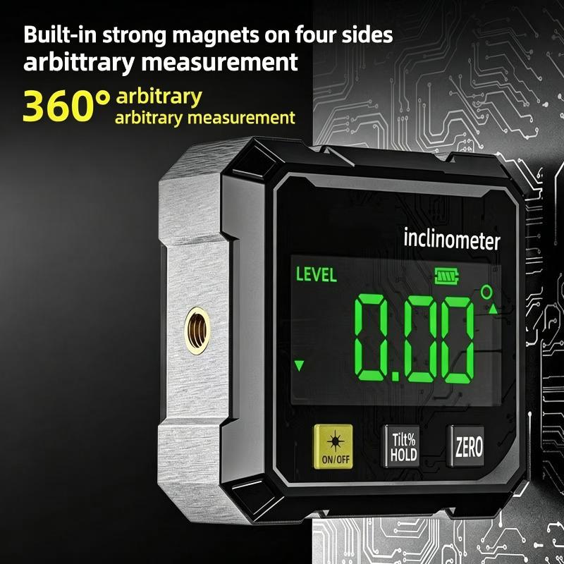 Digital Inclinometer with Visible Green Laser High Precision Angle Ruler for Woodworking Carpenter Building Site Measurement Work