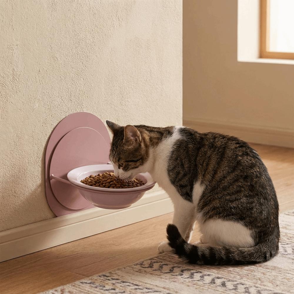 Neck Protection Ceramic Cat Bowl Wall Mounted Cat Feeding Station for Cat and Dogs