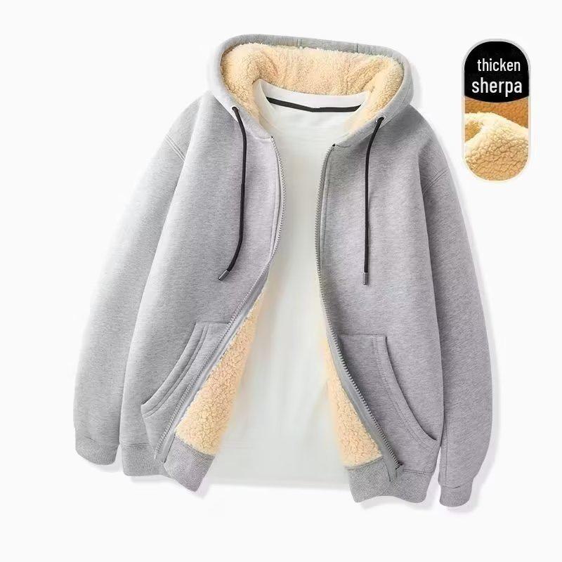 Women's Plush Lamb Fleece Hooded Jacket - Thick, Warm, Casual, Loose Fit Cardigan for Autumn and Winter.