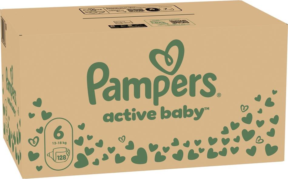 Pampers Active Baby Diapers Size 6 (Extra Large) 13-18 128 pcs (8006540032688)
