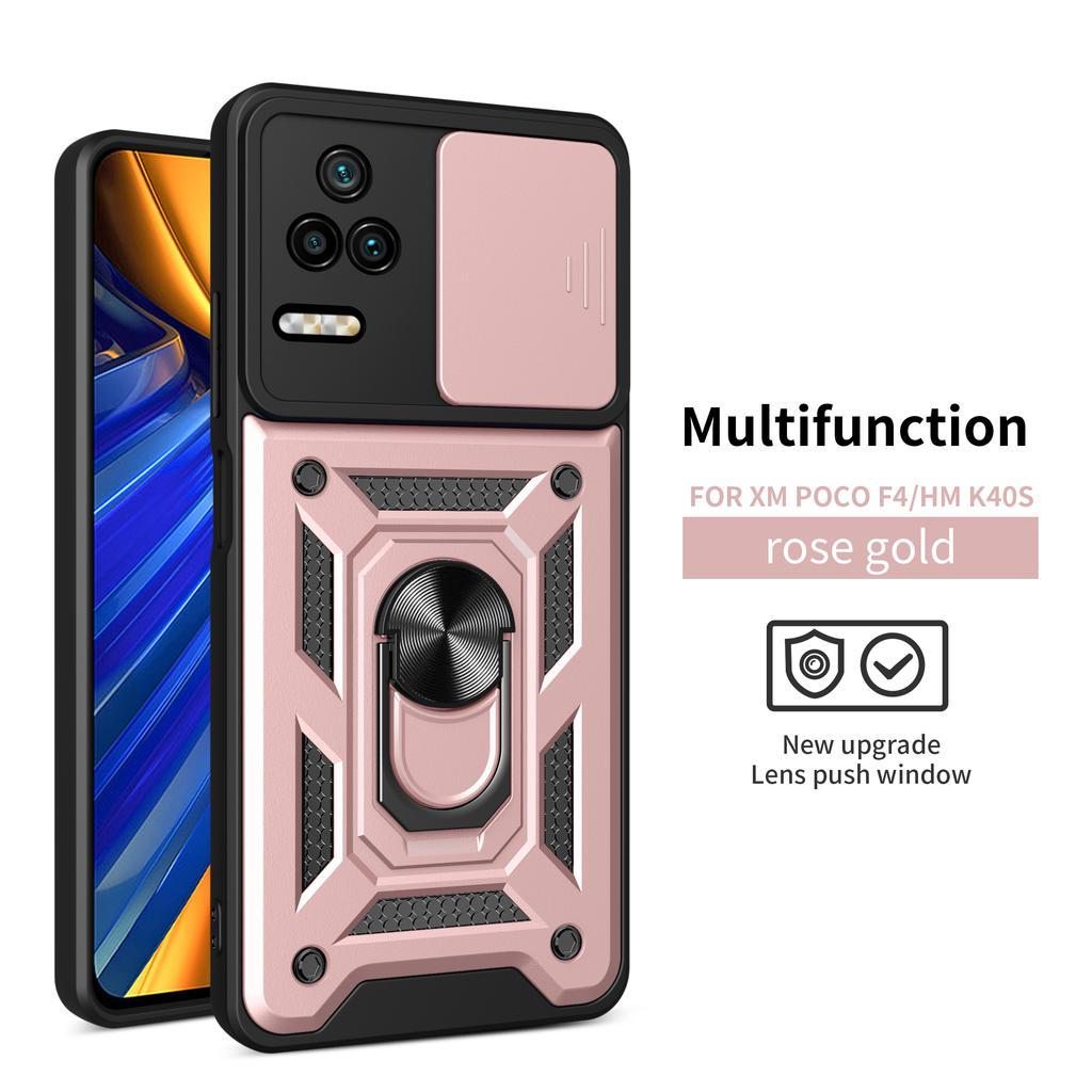 Чехол для Xiaomi Poco F4 Чехол Poco F4 Чехол Poco F4 С магнитной кольцевой подставкой Бронированный чехол для телефона Слайдер Защита камеры Задняя крышка