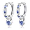 "Silver Thunder" Earrings Ladies High Quality Zirconia Blue September Birthstone Sapphire Hoop Earrings Sway Compatible with Metal Allergies Silver