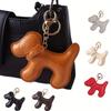 Women Girls Pendant Creative Solid Color Bag Decorations Keychain DIY Cartoon Dog Cute PU Leather Fashion Gift Accessories