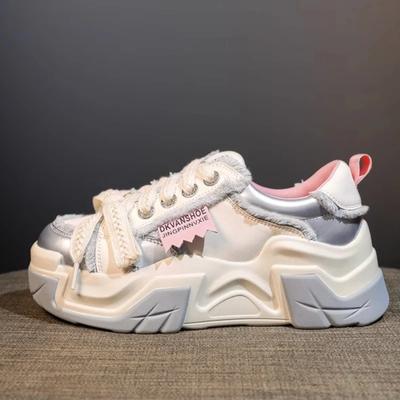 Туфли на платформе женские 2024 осень новые толстые подошвы спортивная повседневная обувь для папы увеличение кроссовки женская обувь высокая (5-8 см)