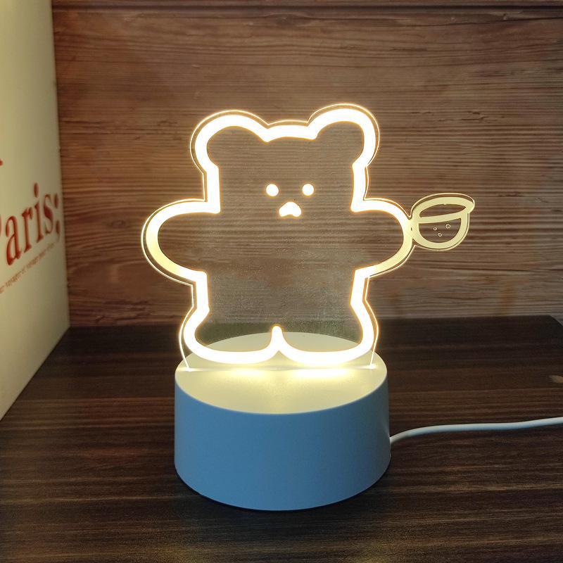 3D-светодиодный ночник: Креативный прикроватный светильник для защиты глаз в спальне, питание от USB, энергосберегающий, идеально подходит для общежитий и девочек.