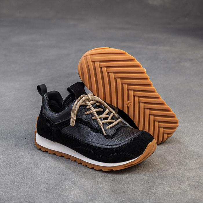 Johnature Thick Soled Casual Sneaker Shoes Retro Soft Soled Comfortable Genuine Leather Women's Shoes