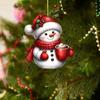 Cartoon Snowman Flat Acrylic Pendants Christmas Tree Ornament Car Decoration Merry Christmas New Year