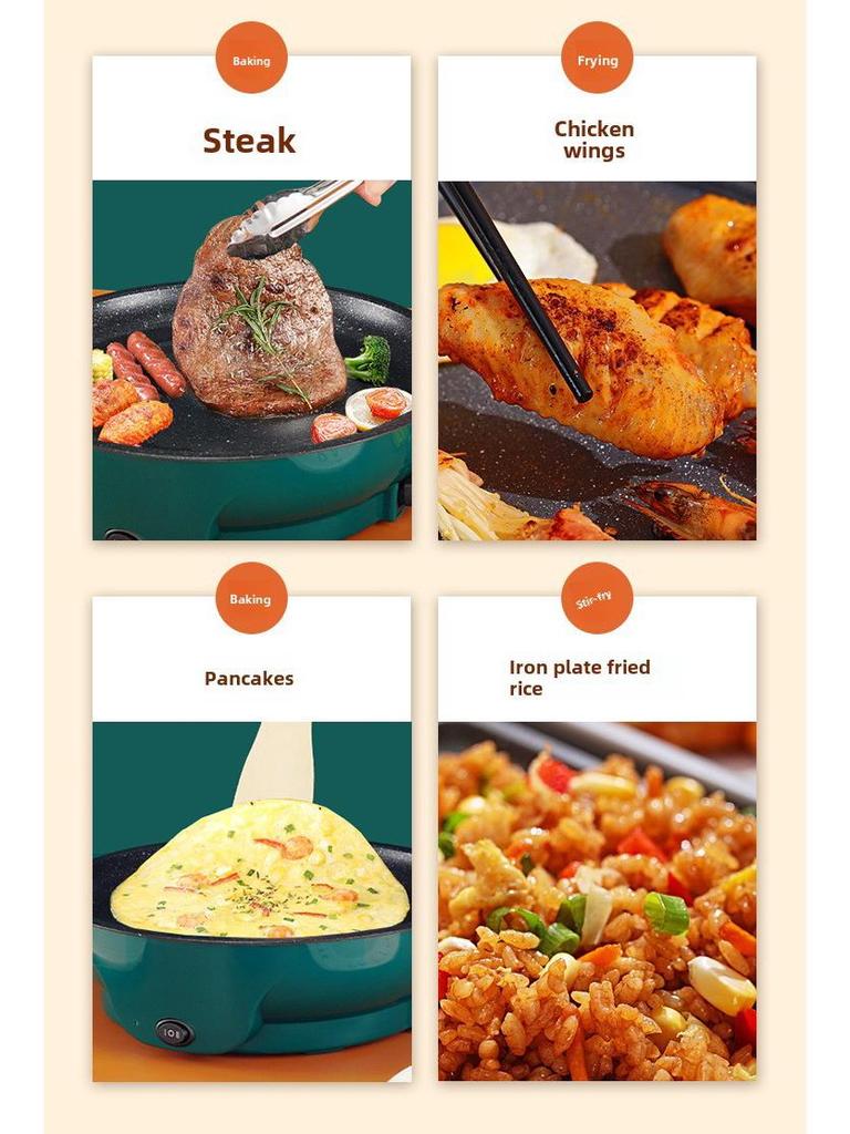 110V Multifunctional Electric Baking Pan: Non-Stick Mini Oven & Frying Pan for Convenient Home Cooking
