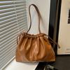 Drawstring Pleated Bucket Bag for Women's Trendy New Large Capacity Summer Casual One Shoulder Versatile Tote Bag