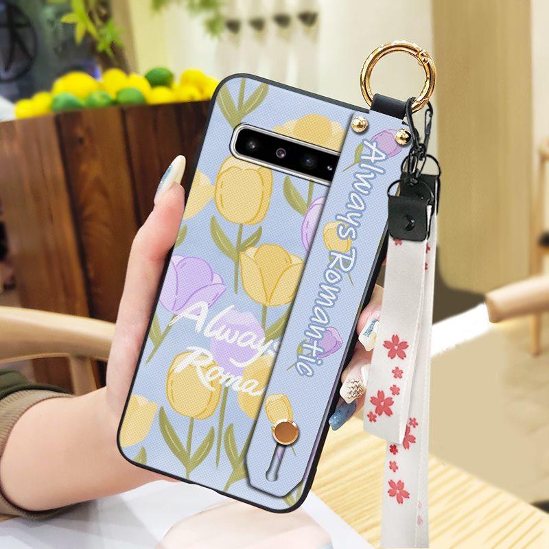 Phone Holder Oil Painting Phone Case For Samsung Galaxy S10 5G/SM-G977N Fashion Design Lanyard Silicone Shockproof Ring