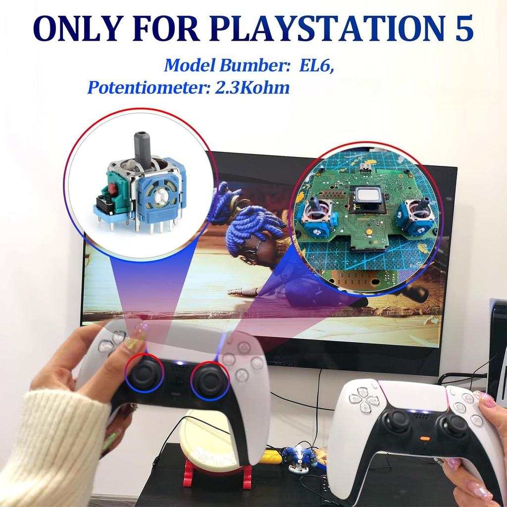 3D Analog Joystick Thumb Stick Replacement for PS5 DualSense Controller, Repair Screwdriver Kit, Controller Repair Accessories