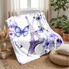 Eiffel Tower with Butterflies and Flowers Theme blanket Lightweight Warm Flannel Blanket Decorative Throw Blanket for Home Decoration