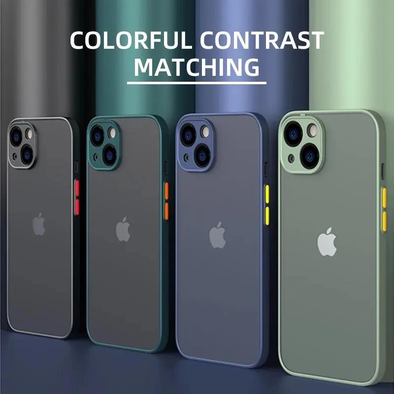 Матовый Чехол Для Телефона Для 14 13 12 15 Pro Max Mini Роскошный Мягкий Силиконовый Ударопрочный Чехол Для 11 XS MAX X XR 7 8 Plus SE