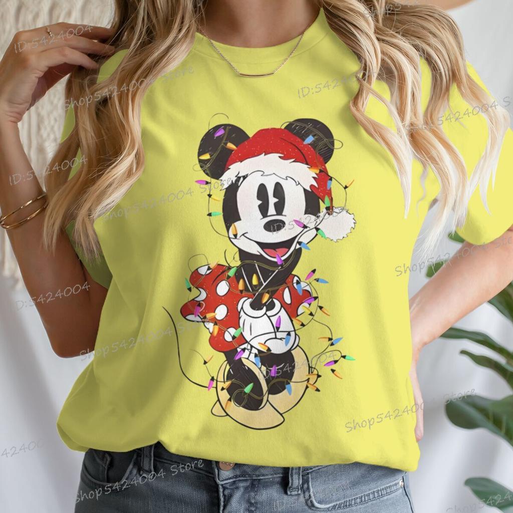 Women Men Mickey Minnie Christmas Shirt Cartoon Graphic Merry Christmas Couple Matching Tshirts