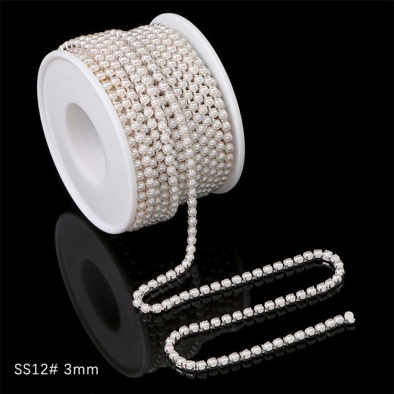 1Yard 2Rows 1Row Crystal Rhinestone Chain Sew-On Glue-On Pearls Trim Copper Cup Chain For Clothes DIY Jewelry Making Accessories