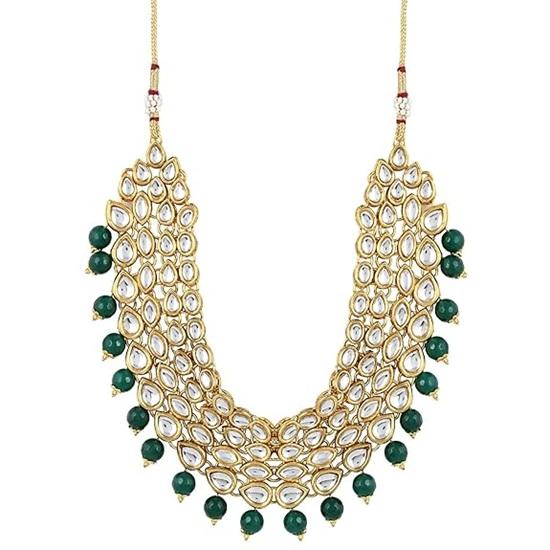 Зеленый стильный комплект ожерелья Kundan для женщин, свадебный традиционный комплект украшений с серьгами для женщин и девочек