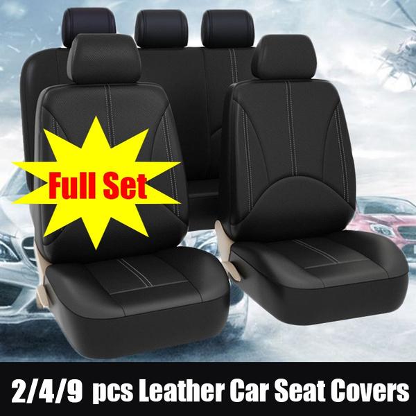 2/4/9PCS Luxury PU Leather Auto Universal Car Seat Covers Interior Accessories Full Set Black Car Seat Cushion Covers Automotive Seat Protector Covers