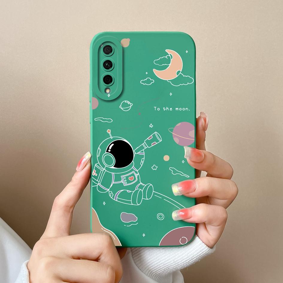 For Huawei Y5 Y6 Y7 Y9 Prime Y9S Y7A Y9A P Smart Pro Phone Case Cover Shockproof Matte Anti Drop Liquid Soft Silicone Astronaut For Huawei Bumper