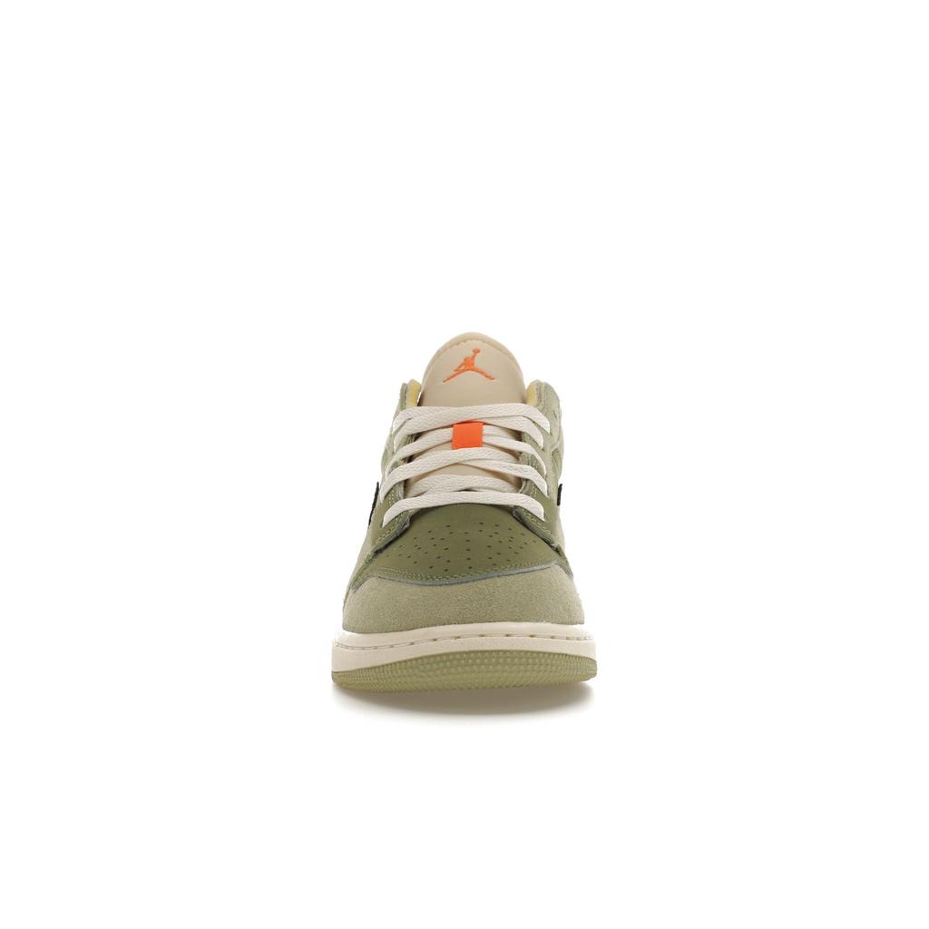 Детские кроссовки Air Jordan 1 Low SE Craft GS Sky J Light Olive Green Celadon Bright-Mandarin FD9092-300