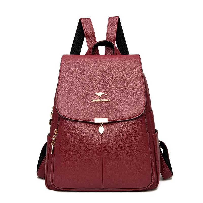 Атмосферный рюкзак для женщин, новый универсальный, большой емкости, мягкий кожаный школьный рюкзак для студентов, дорожный рюкзак для путешествий, женская сумка