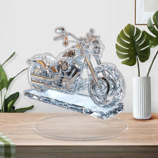 Акриловое украшение в виде искусственного кристалла для мотоцикла, 2D плоская прозрачная табличка для мотоцикла с подставкой, украшение для дома, офиса, рабочего стола, книжной полки