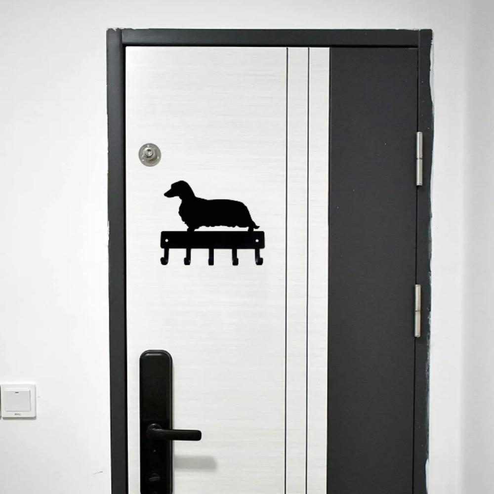 Собака породы длинношерстная такса - Брелки и держатель для ключей - 6-дюймовое металлическое настенное искусство - Идеальный подарок для любителей такс