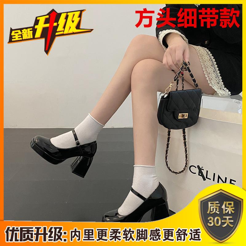 Женские туфли Мэри Джейн толстый каблук водонепроницаемая платформа толстая подошва увеличивающие рост японский темперамент Spice Girl французские одинарные туфли женские маленькая кожа