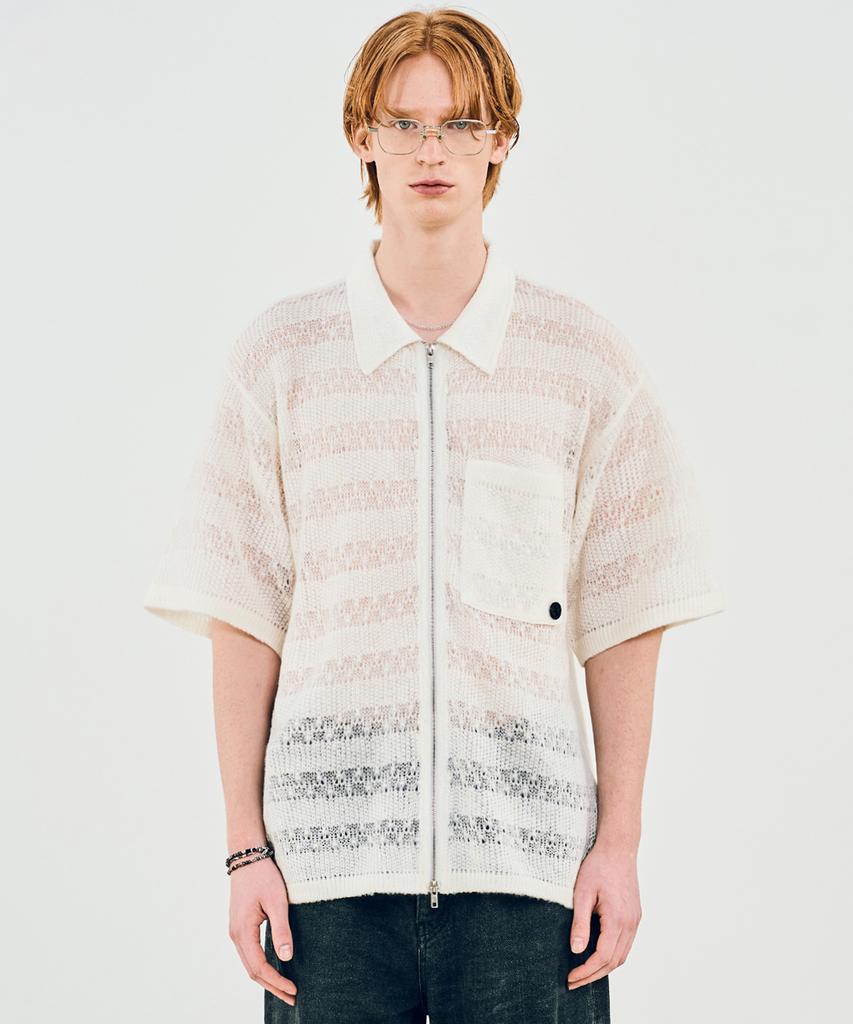 VIVASTUDIO Gardeners Knitted Half Shirt Jacket [Ivory]