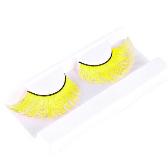1 пара 3D цветных ресниц Мягкие пушистые ресницы из искусственного волокна 9 мм Наращивание ресниц с насыщенными цветами Хэллоуин Рождество Косплей Макияж Поддельный