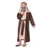 Kids Boys Arab Grandpa Middle Eastern Shepherd Elder Robe Dress Cloak Set Halloween Cosplay Costumes Kindergarten Performance Role Play Outfit