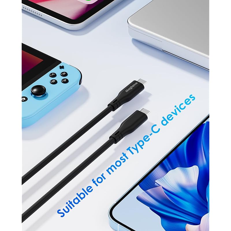 Magtame type c cable silicon material Magnetic attraction prevents tangling type-c cable PD60W fast charging ctoc cable 480Mbps data transfer