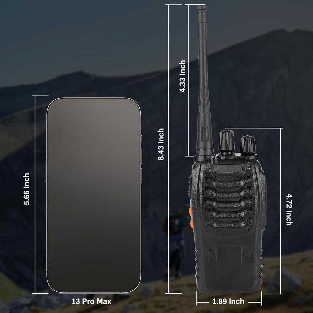 Перезаряжаемые рации Walkie Talkies 888S дальнего действия с наушниками для взрослых, 16-канальные портативные радиостанции двусторонней связи с литий-ионным аккумулятором и зарядным устройством в комплекте