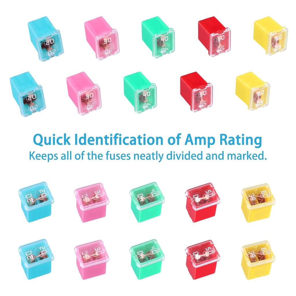 30Pcs Jcase Car Fuse Assortment Kit, Tall/STD And Low Profile Jcase Box Shaped Fuses Assortment Kit For Ford, Chevy/GM, Nissan, And Toyota Pickup