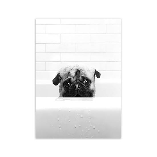 New Arrival Black White Animals In Tub Bathroom Wall Art Canvas Painting Posters and Prints Wall Pictur for Room Decor One Piece
