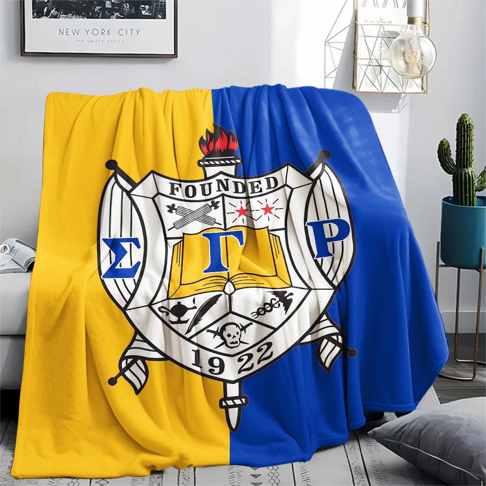 1Pc Sigma Gamma Rho Print Flannel Blanket, High quality Comfortable for All Seasons, Home Decor, Warmth and Comfort, Perfect for Gifts