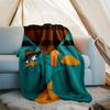 1pc Phineas and Ferb2 Theme Blanket - Digital Print, Polyester, Cozy for All Seasons, Perfect for Outdoor, and Travel