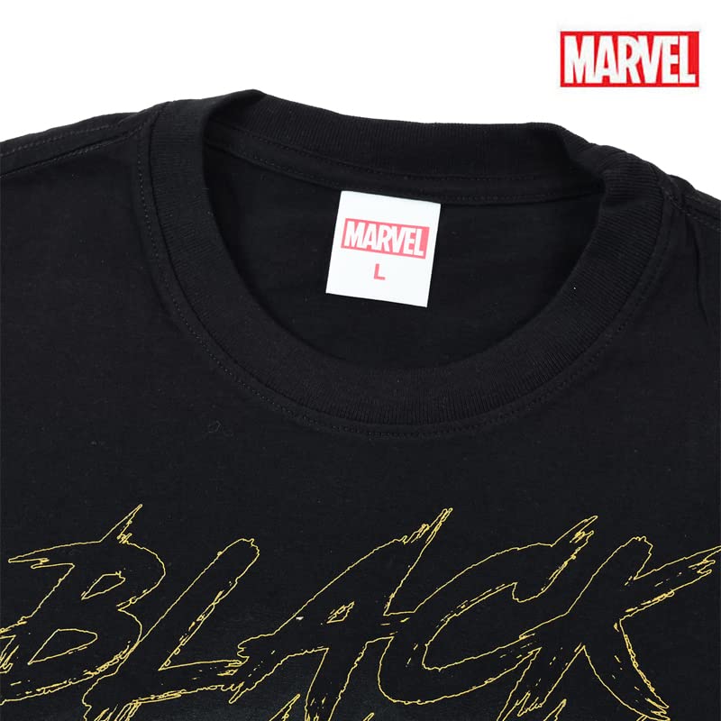 EVERSOUL Marvel T-Shirt, Short Sleeve, Black Panther, Avengers, Iron Man, Venom, Hulk, Movie Gift, Men's, Black, XL [Parallel Import]