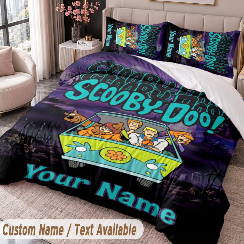 Custom Name Text 3Pcs Bedding Set Scooby-Doo Duvet Cover And Two Pillowcases