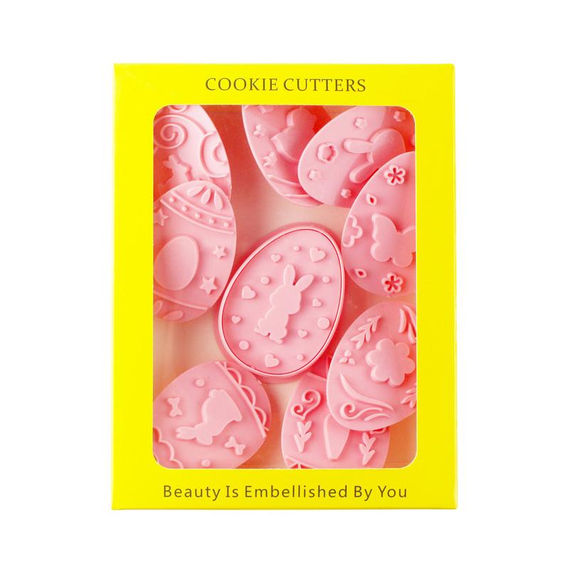 9Pcs Easter Rabbit Biscuit Mold Plastic Bunny Egg Cookie Cutter Stamp Embosser