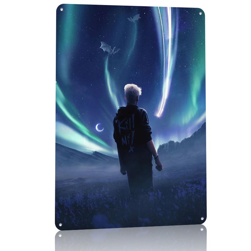 Falling Star Personalized D Textured Metal Poster Wall Art Tinplate Sign for Mancave Decoration Gaming Home Decor Room House