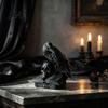 Dark Academia Style Decoration Black Raven Skull Statue, 3D Printed Gothic Crow Figurine for Desk Mystery Theme Party Supplies Shelf, Spooky Halloween
