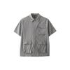 Outdoor Series Solid Color Single-Breasted Short Sleeve Shirt Men Shirts Dark-Green 152426104-2