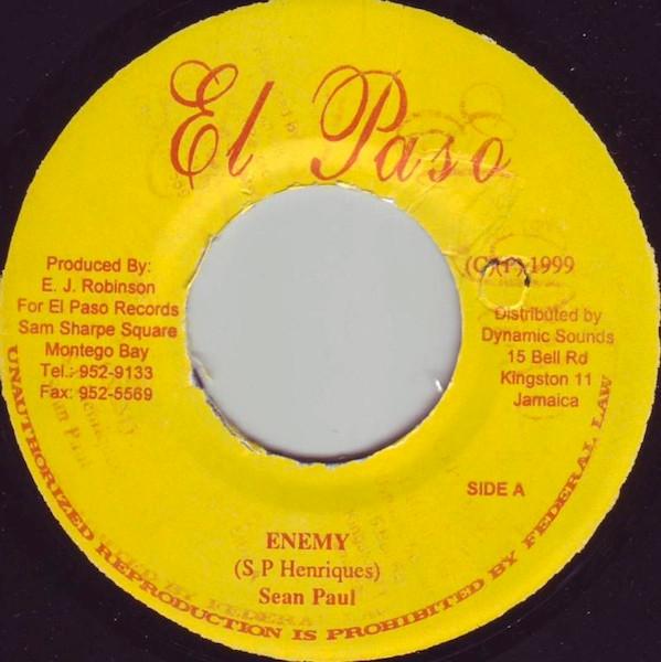 7-дюймовая пластинка SEAN PAUL Enemy Thugs NONE El Paso 1999 Ямайка Регги Ска Даб Б/у