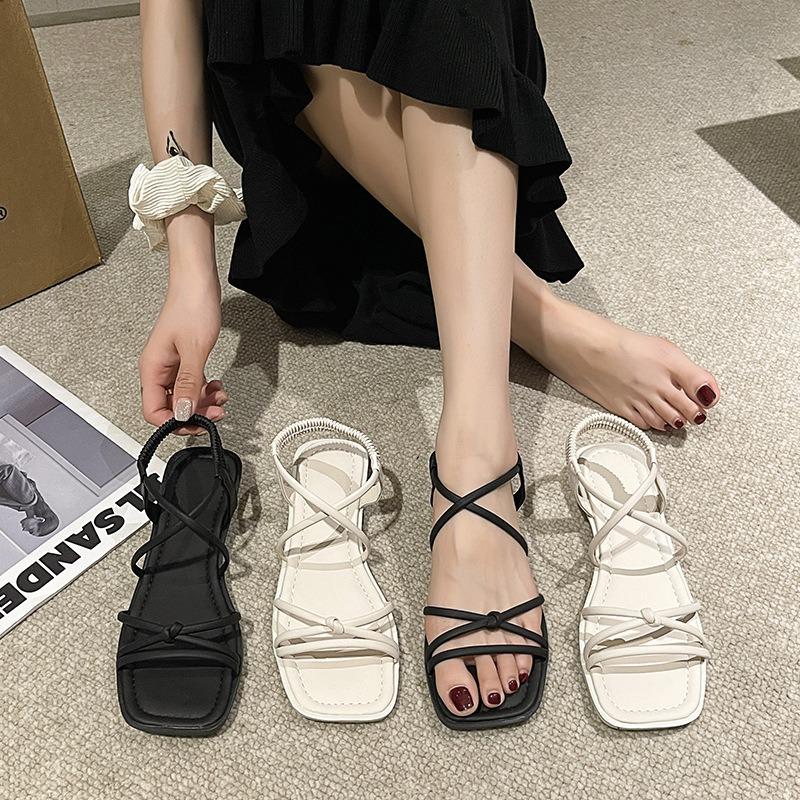 Sandals Women Elastic Strap Flat Beach Roman Shoes Women