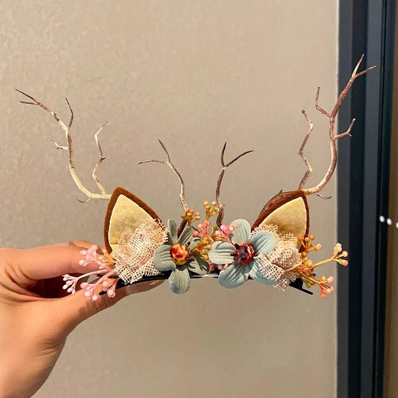 Children's Christmas Antler Headband Hair Clip - Festive Holiday Accessory