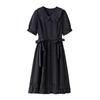 Plus Size Women's Summer New Vintage Simple Short Sleeved Doll Collar Dress