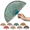 Handmade Straw Weaving Fan Natural Sea Grass Raffia Hand Fan Semicircular Woven Palm Leaf Handheld Fan Summer Cooling Fan Wedding Party Decoration